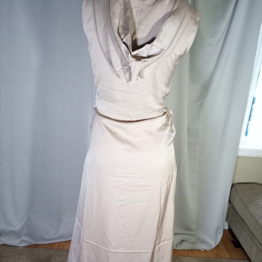 SHEIN Cream Sleeveless Cowl Neck Sheath Dress